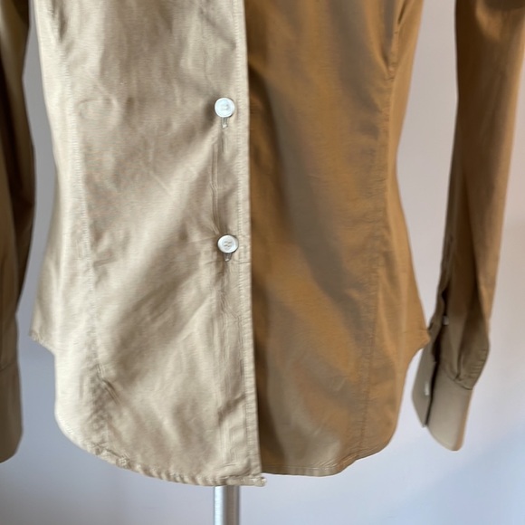 PAUL SMITH women’s MADE IN ITALY button down shirt cotton luxury khaki color S/M - Picture 5 of 13